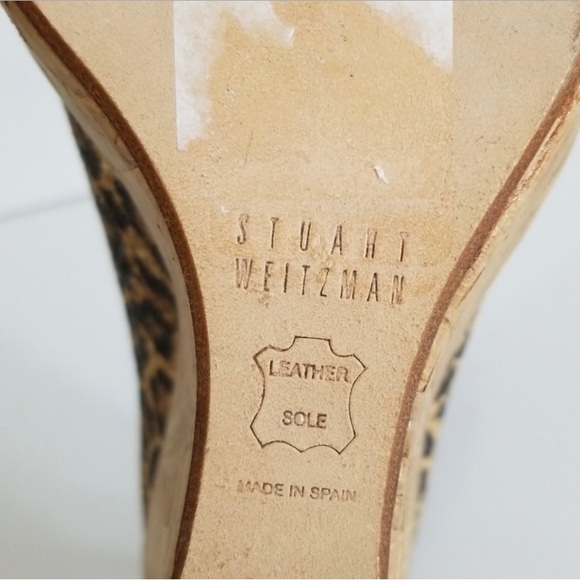 Women's Stuart Weitzman Animal Print Leopard Raffia Corkswoon Pump Shoes - Picture 7 of 8